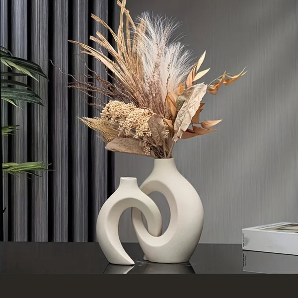 Hollow Modern Interlocking Ceramic Vase Set